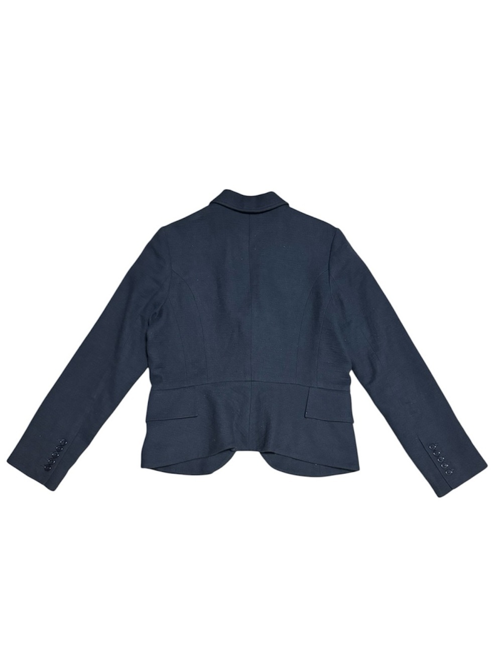071 HOLT RENFREW Women's Cotton-Wool Blend Twill Blazer - Navy Blue, Sz 14 - Picture 7 of 11